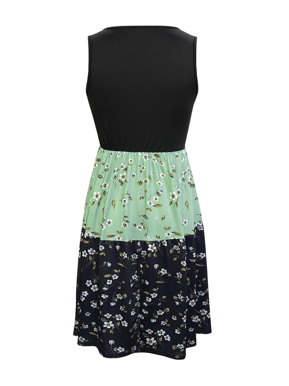 Printed Round Neck Sleeveless Dress - Classique Collection