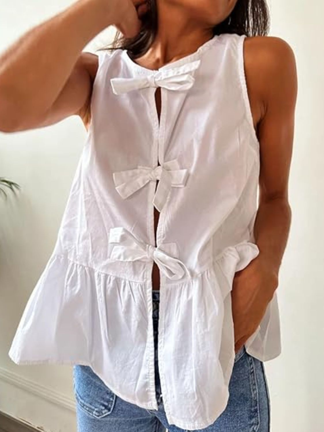 Tied Striped Round Neck Tank - Classique Collection