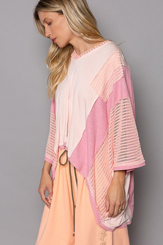 POL High-Low Contrast V-Neck Top - Classique Collection