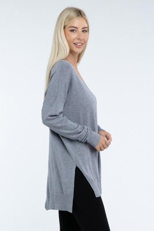 Hi-Low Hem Front Seam Sweater - Classique Collection