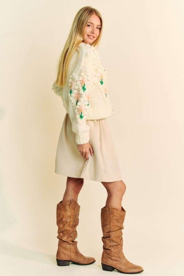 Davi & Dani Floral Pattern Button Down Cardigan - Classique Collection