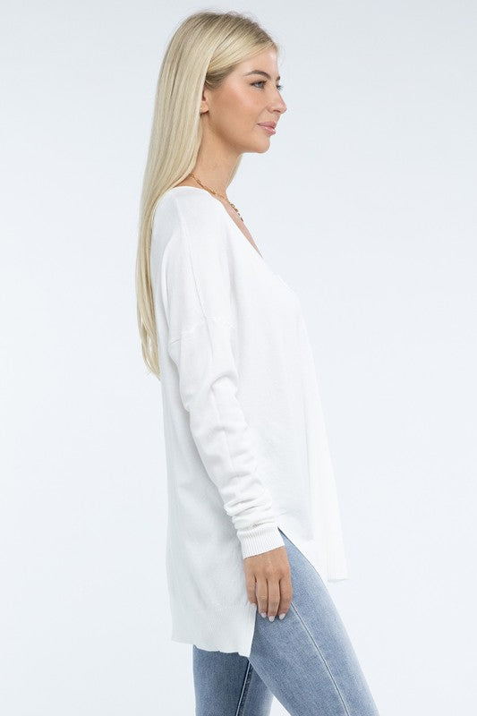 Hi-Low Hem Front Seam Sweater - Classique Collection