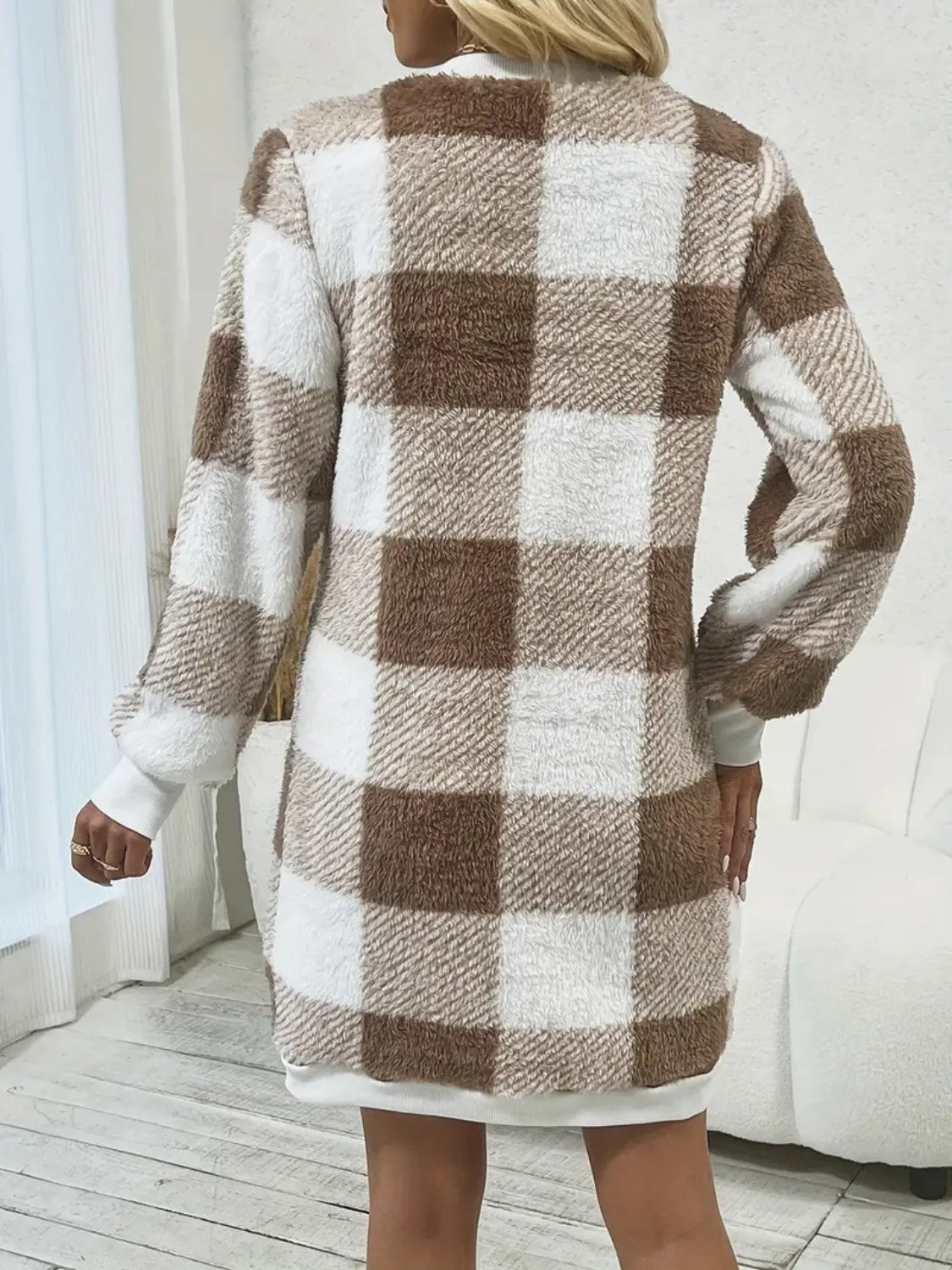 Plaid V-Neck Long Sleeve Dress - Classique Collection