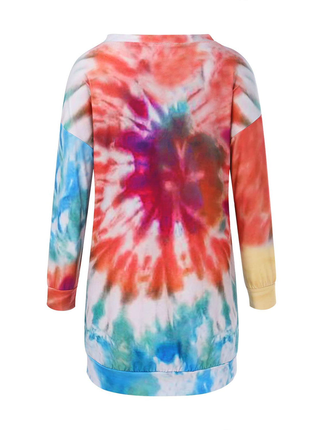 Full Size Tie-Dye Round Neck Long Sleeve Dress - Classique Collection