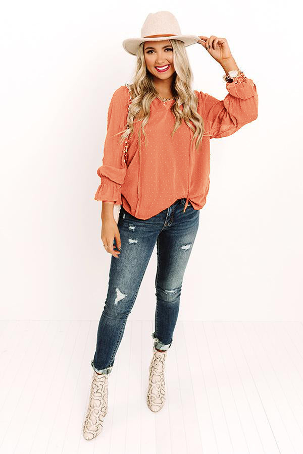 Swiss Dot Tie Neck Flounce Sleeve Blouse - ClassiQ