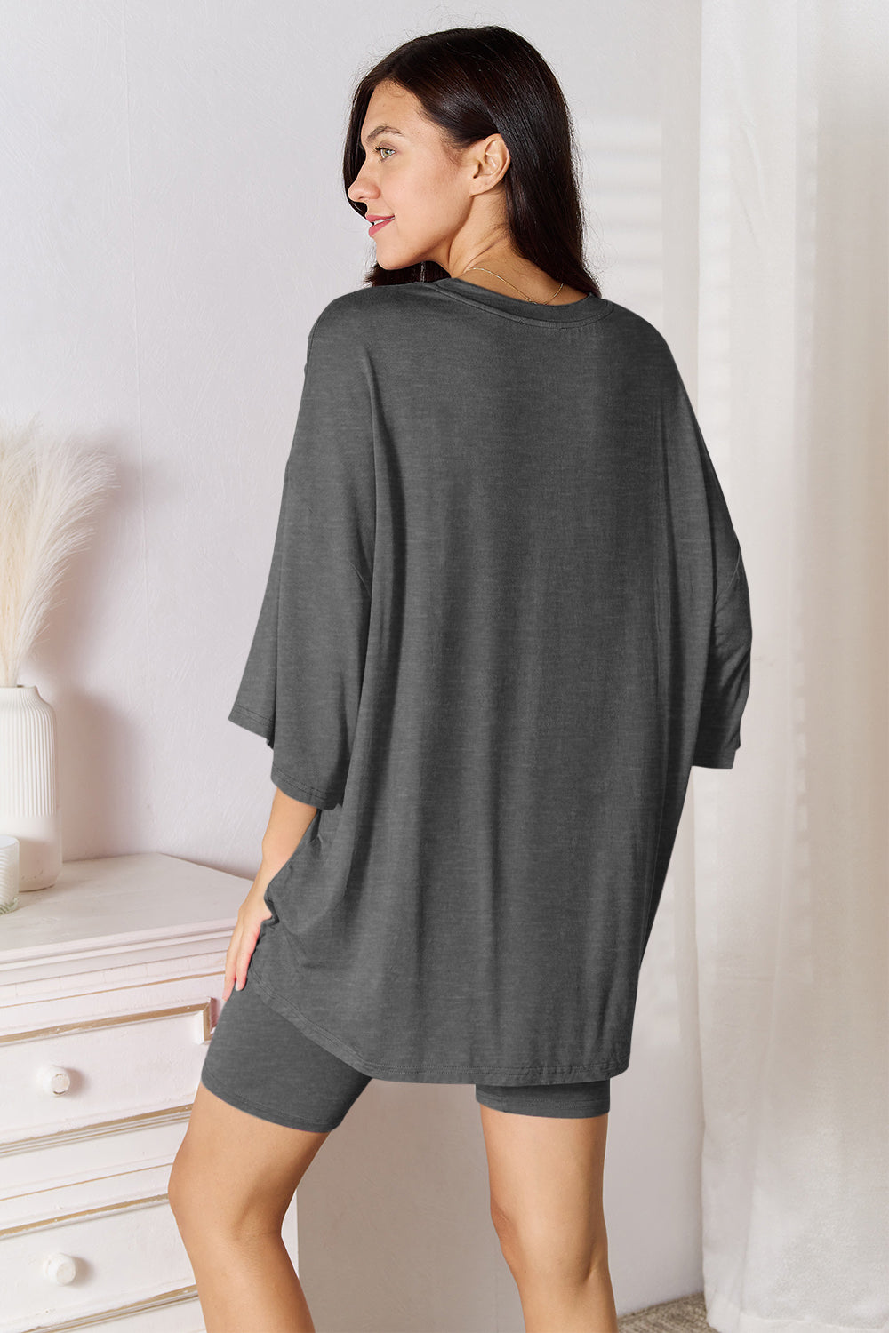 Basic Bae Full Size Soft Rayon Three-Quarter Sleeve Top and Shorts Set - ClassiQ