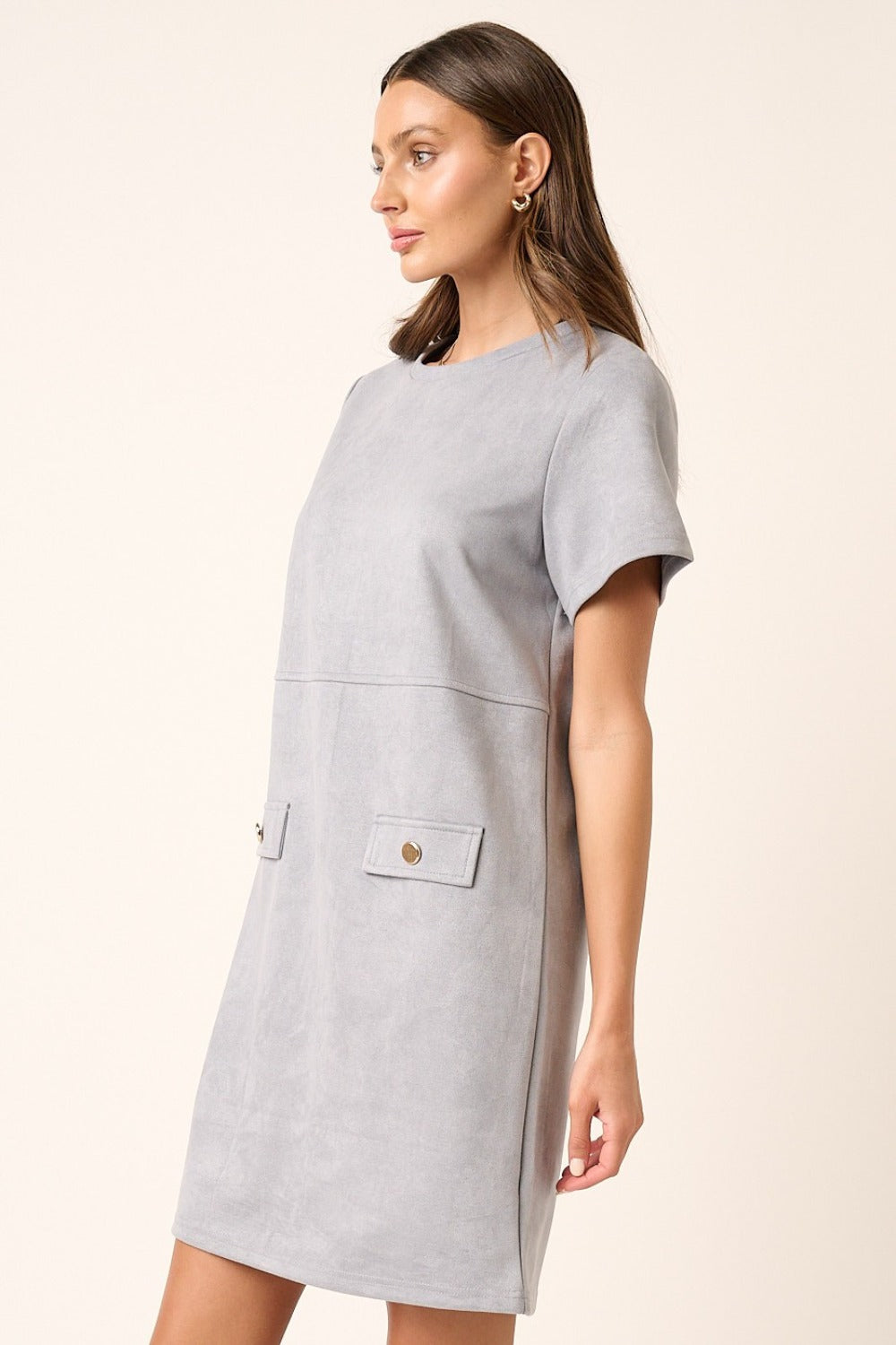 Mittoshop Suede Short Sleeve Mini Dress - Classique Collection