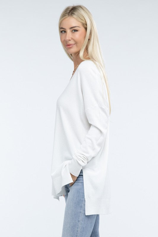 Hi-Low Hem Front Seam Sweater - Classique Collection
