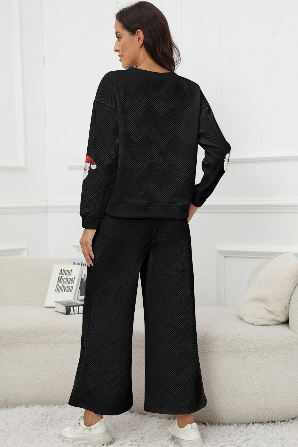 Santa Sequin Round Neck Top and Pants Set - ClassiQ