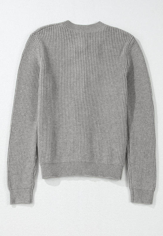 Bow Round Neck Long Sleeve Cardigan - ClassiQ