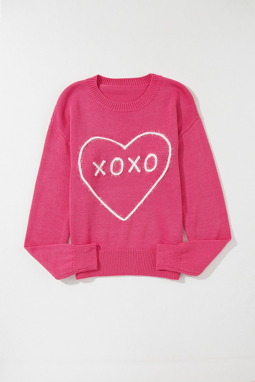 XOXO Round Neck Drop Shoulder Sweater - ClassiQ