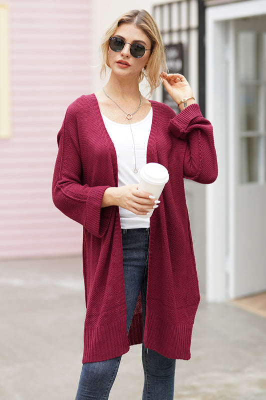 Open Front Long Sleeve Cardigan - ClassiQ