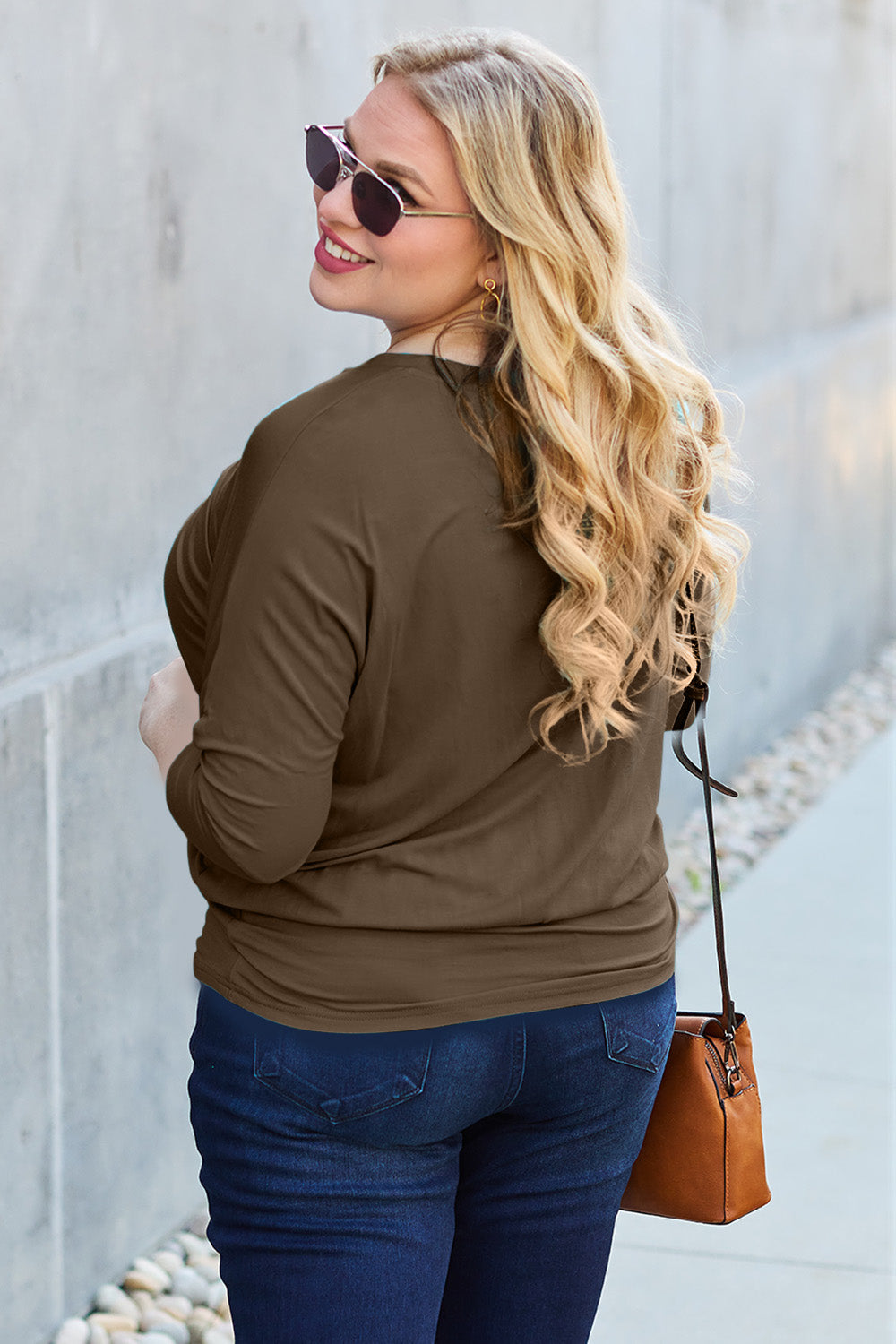Basic Bae Full Size Round Neck Batwing Sleeve Top - Classique Collection
