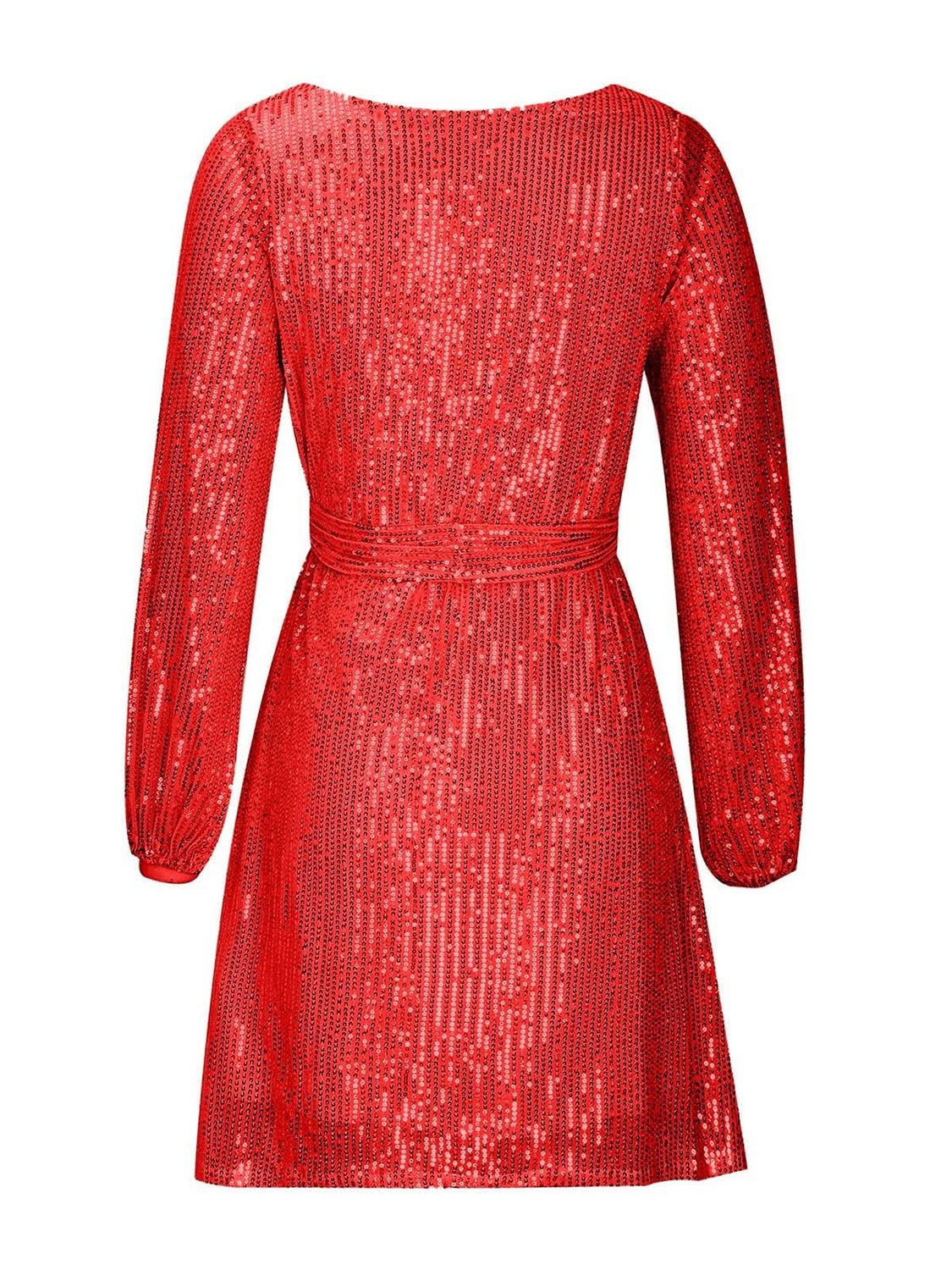 Sequin Tie Waist Long Sleeve Mini Dress - Classique Collection