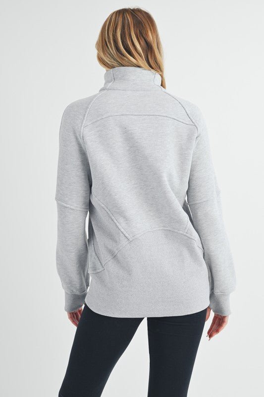 Aemi + Co Half Zip Raglan Sleeve Sweatshirt with Kangaroo Pocket - ClassiQ