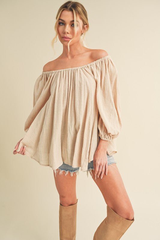 Aemi + Co Off - Shoulder Balloon Sleeve Blouse
