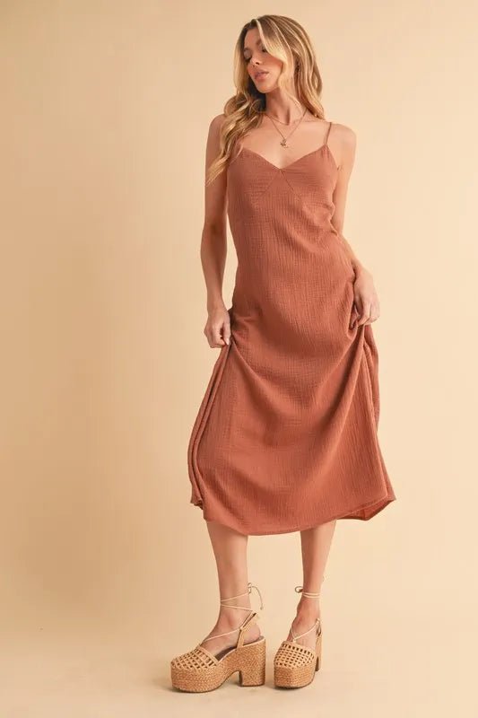 Aemi+Co Side Button Midi Cami Dress