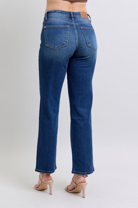 Judy Blue Full Size Side Seam Detail Straight Jeans with Pockets - Classique Collection