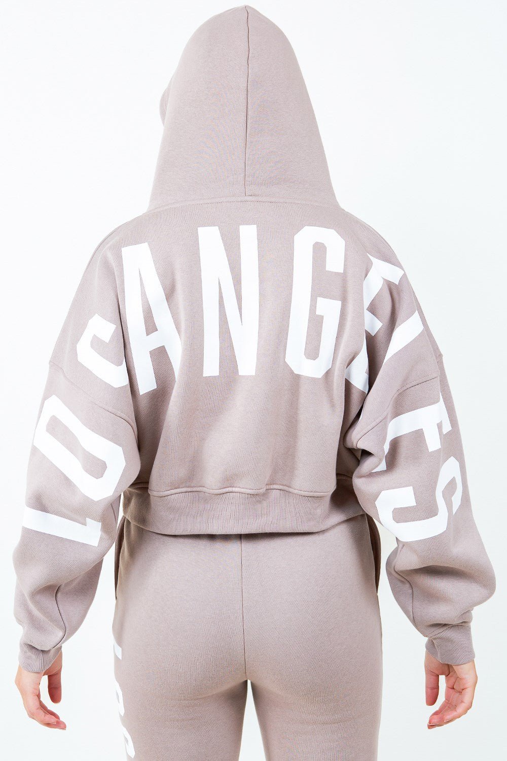 American Bazi Letter Graphic Long Sleeve Drawstring Cropped Hoodie