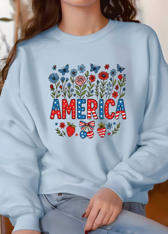 American Flowers/Strawberry Graphic SweatShirt