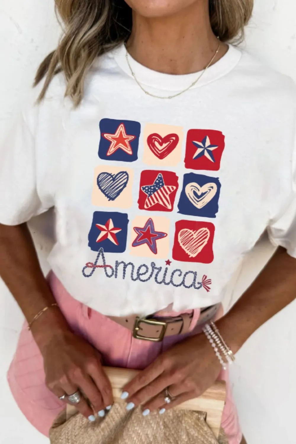 American Heart Star Checkered Graphic Tee