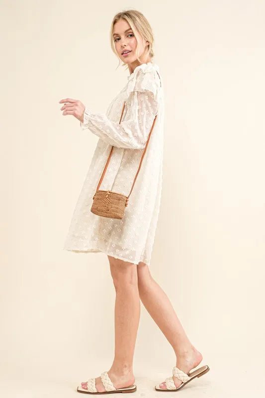 And The Why Ruffle Shoulder with Textured Woven Dress