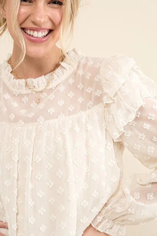 And The Why Ruffle Shoulder with Textured Woven Dress
