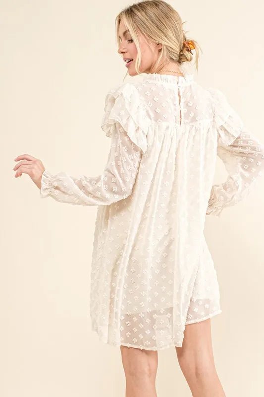 And The Why Ruffle Shoulder with Textured Woven Dress