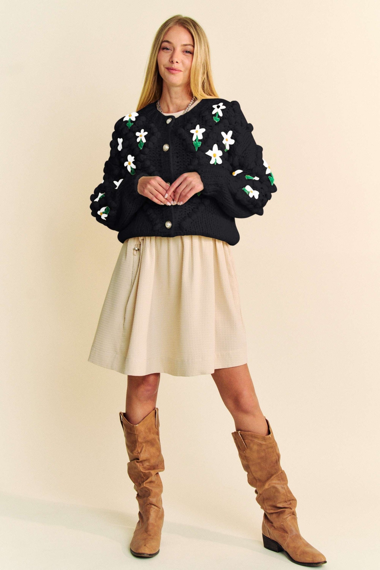 Davi & Dani Floral Pattern Button Down Cardigan - Classique Collection
