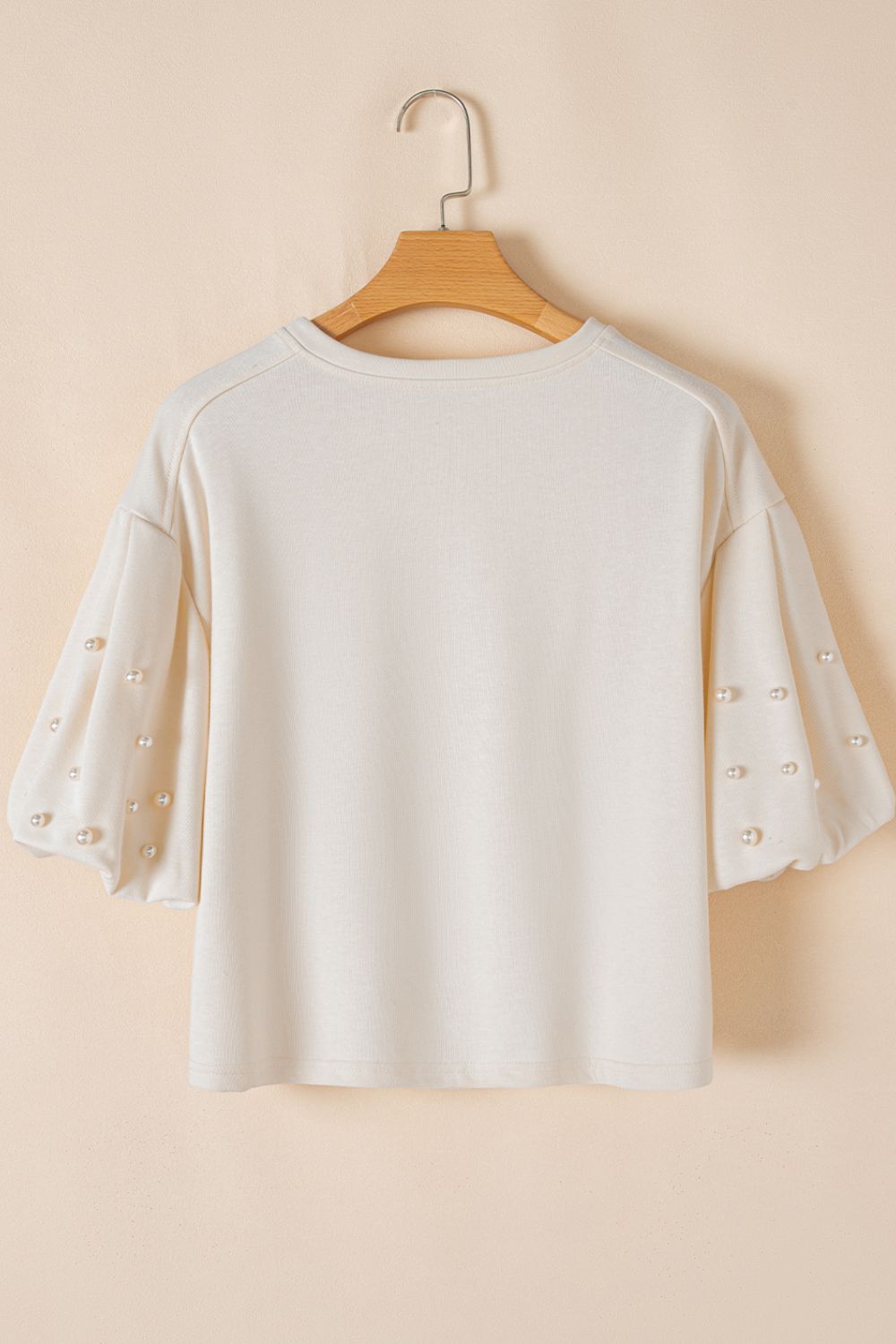 Pearl Detail Round Neck Half Sleeve Blouse - Classique Collection