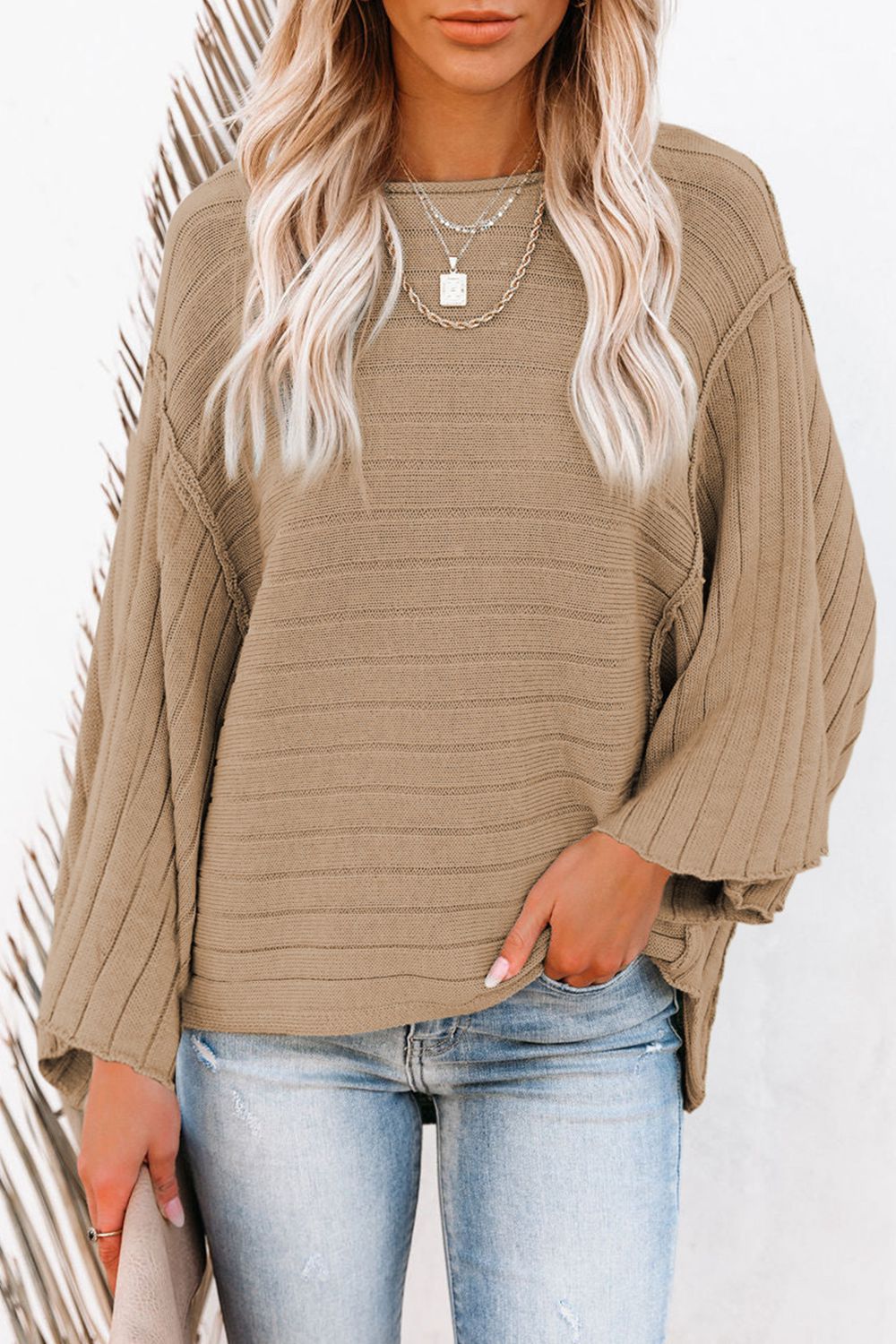 Round Neck Long Sleeve Knit Top - Classique Collection