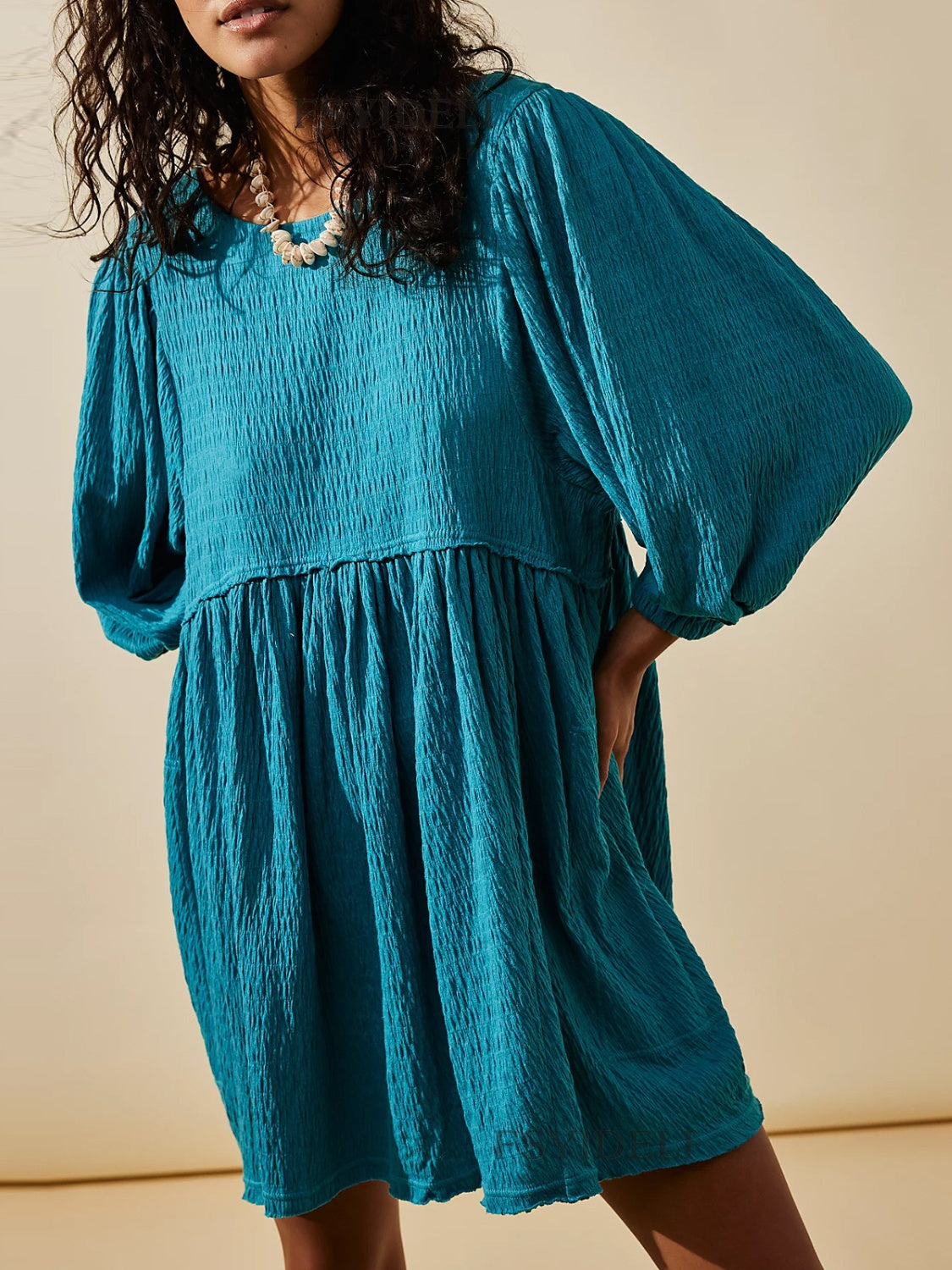 Cutout Textured Long Sleeve Mini Dress - Classique Collection