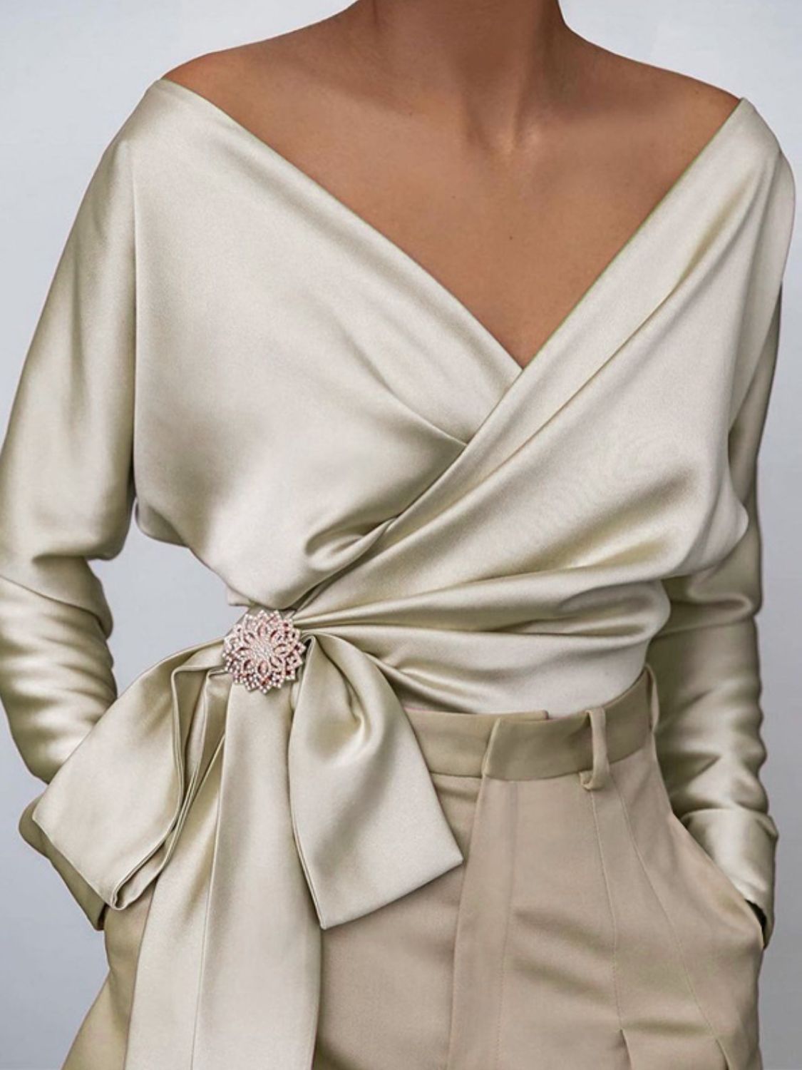 Surplice Long Sleeve Blouse - Classique Collection