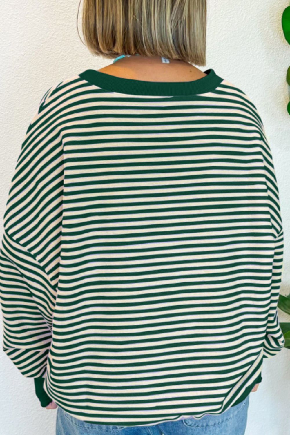 LUCKY Striped Round Neck Long Sleeve Sweatshirt - Classique Collection