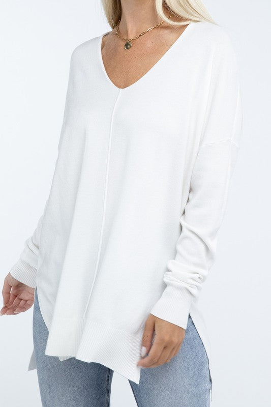 Hi-Low Hem Front Seam Sweater - Classique Collection