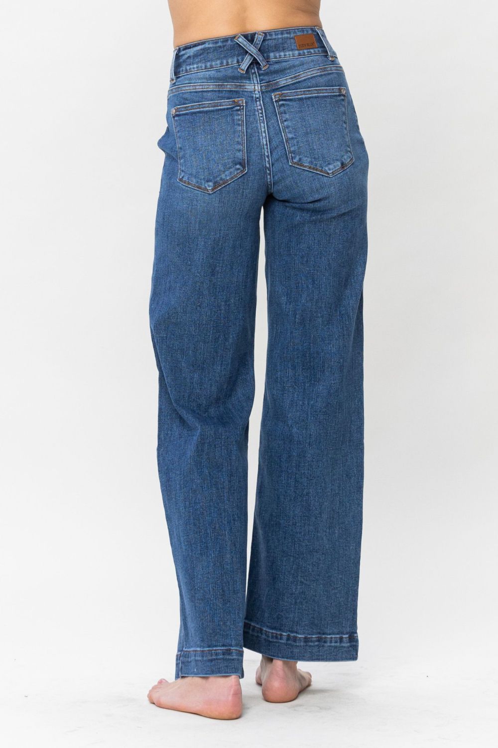 Judy Blue Full Size Double Button Wide Leg Jeans - Classique Collection