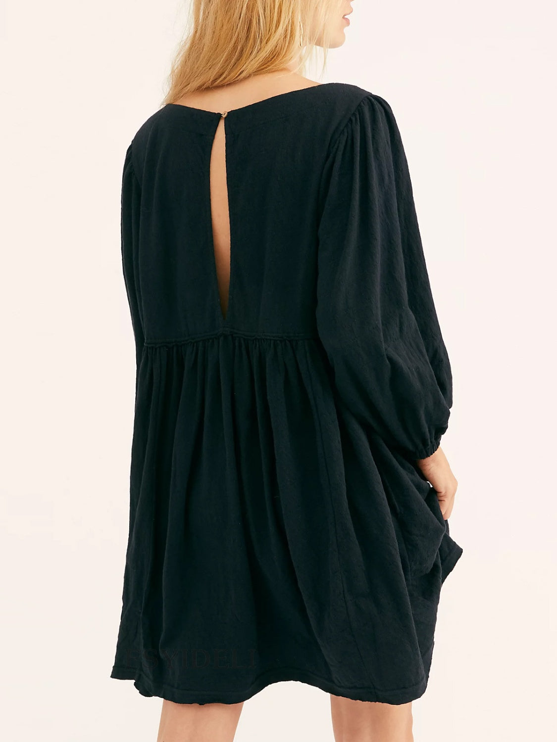 Cutout Textured Long Sleeve Mini Dress - Classique Collection