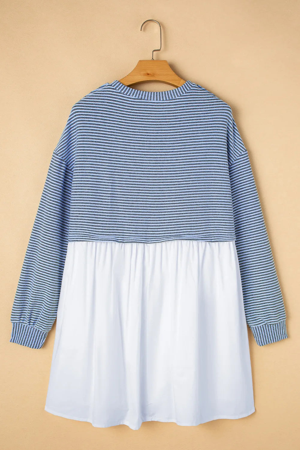 Striped Round Neck Long Sleeve Mini Dress - Classique Collection