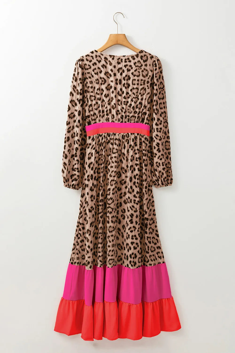 Leopard V-Neck Long Sleeve Maxi Dress - Classique Collection