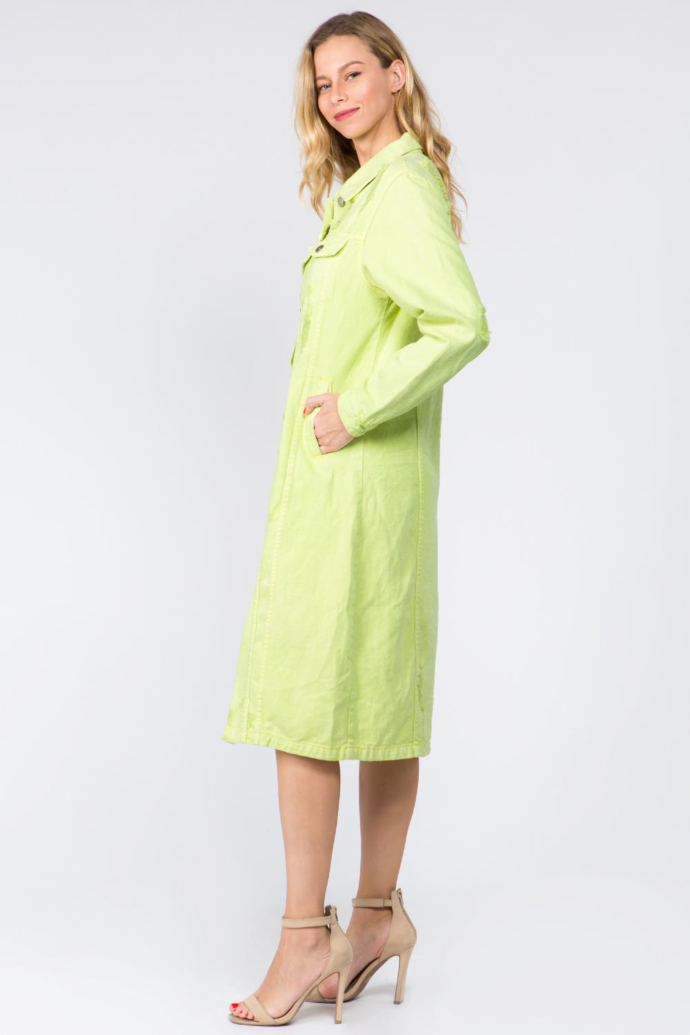 American Bazi Button Up Distressed Denim Dress - Classique Collection