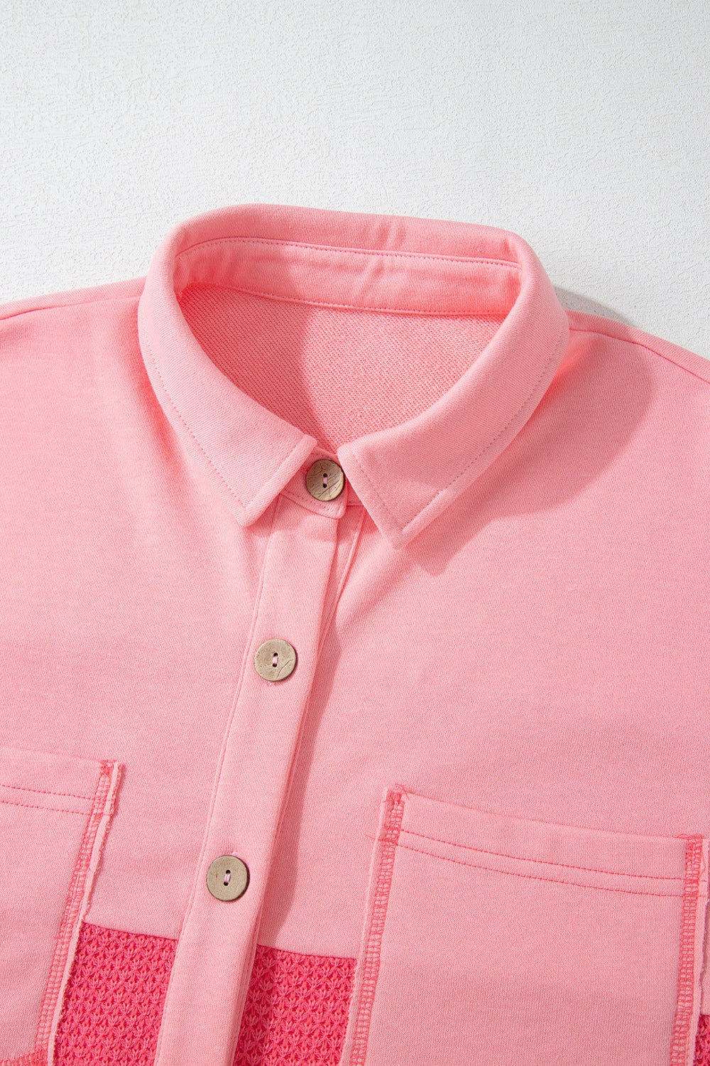 Two Tone Button Up Drop Shoulder Shacket - Classique Collection