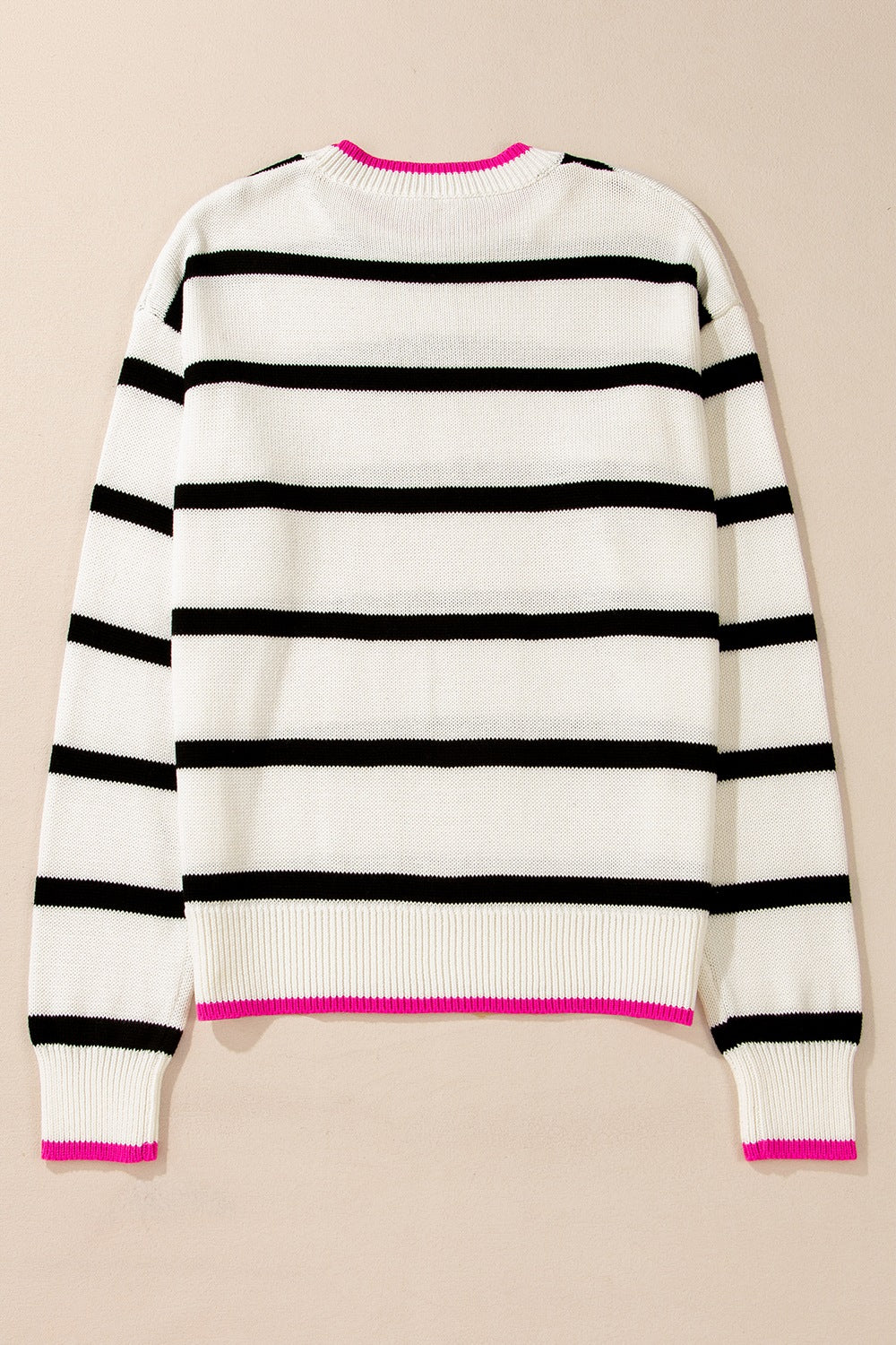 Striped Round Neck Drop Shoulder Sweater - Classique Collection
