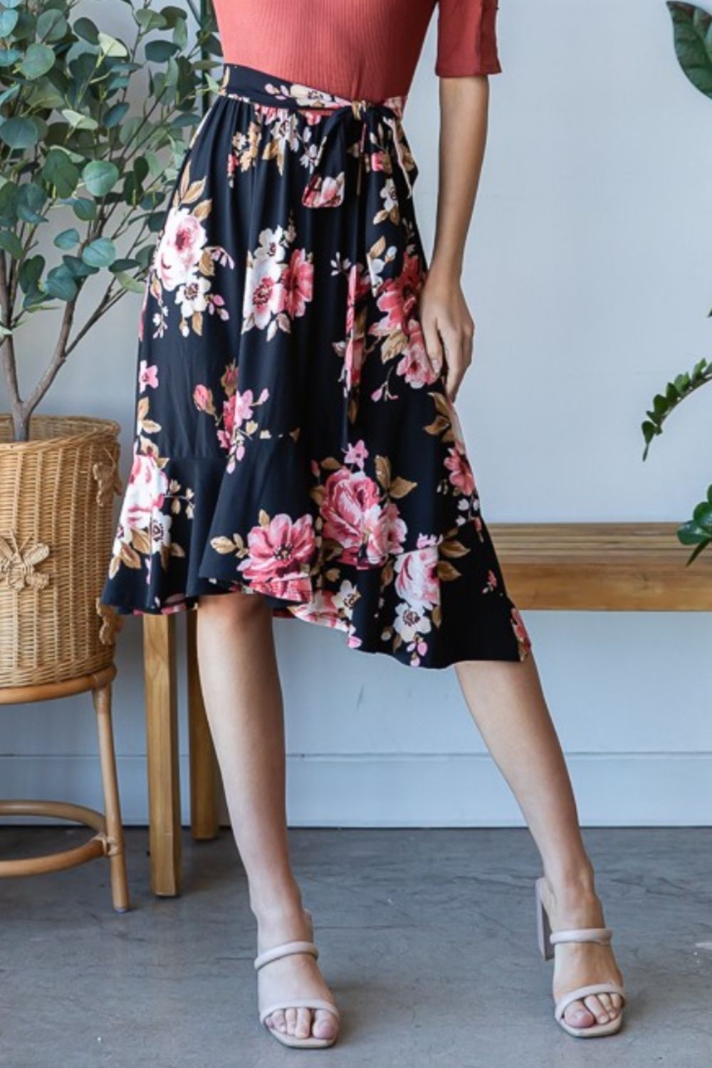 Reborn J Floral Wrap Ruffle Hem Skirt - Classique Collection