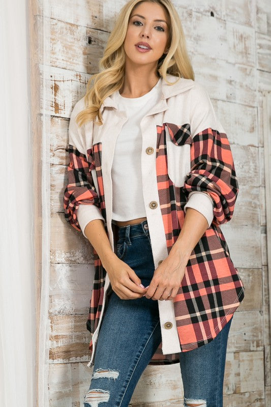 Oversized Mixed Media Knit Shacket - Classique Collection