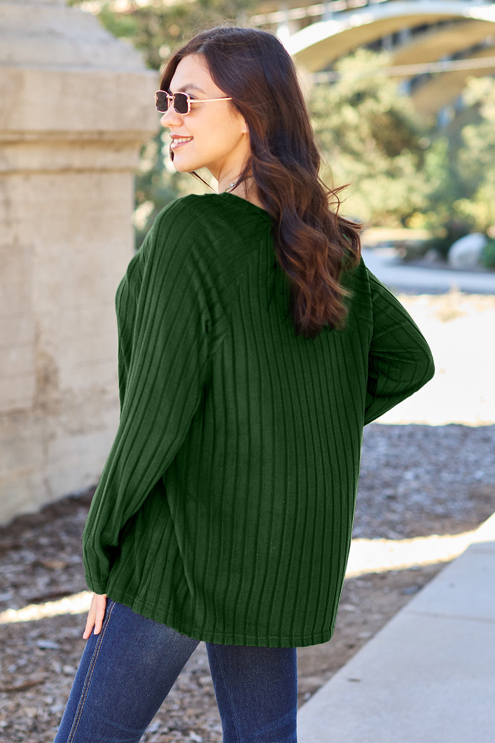 Basic Bae Full Size Ribbed Round Neck Long Sleeve Knit Top - ClassiQ