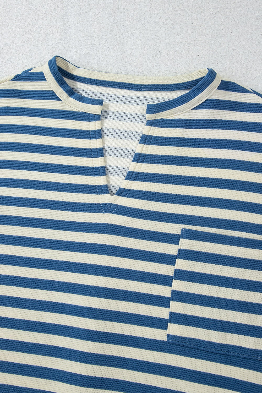 Stripe Chest Pocket Notched Top - Classique Collection