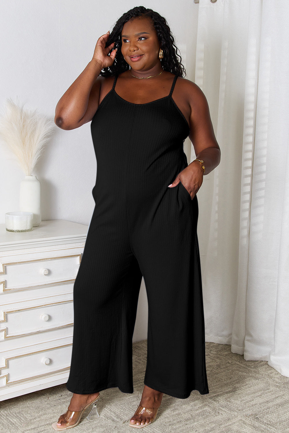 Basic Bae Full Size Spaghetti Strap V-Neck Jumpsuit - ClassiQ