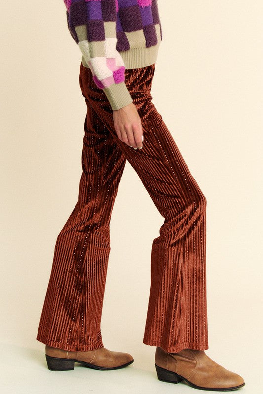 Davi & Dani Elastic Waist Knit Flare Pants - Classique Collection