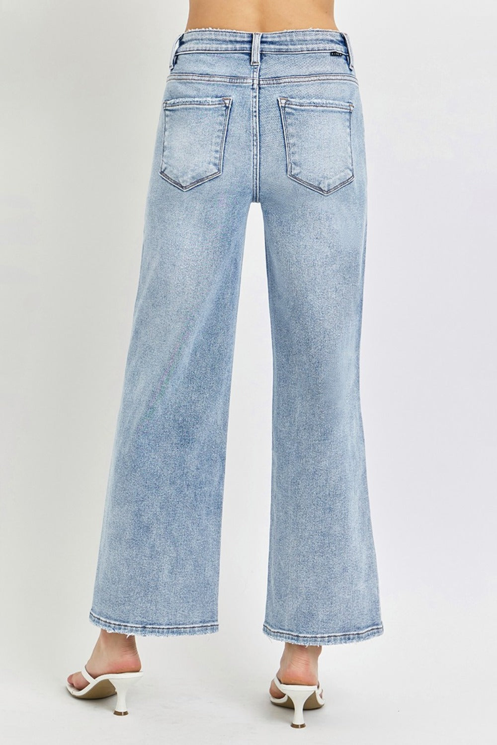 RISEN Full Size Tummy Control High Rise Crop Wide Leg Jeans - Classique Collection