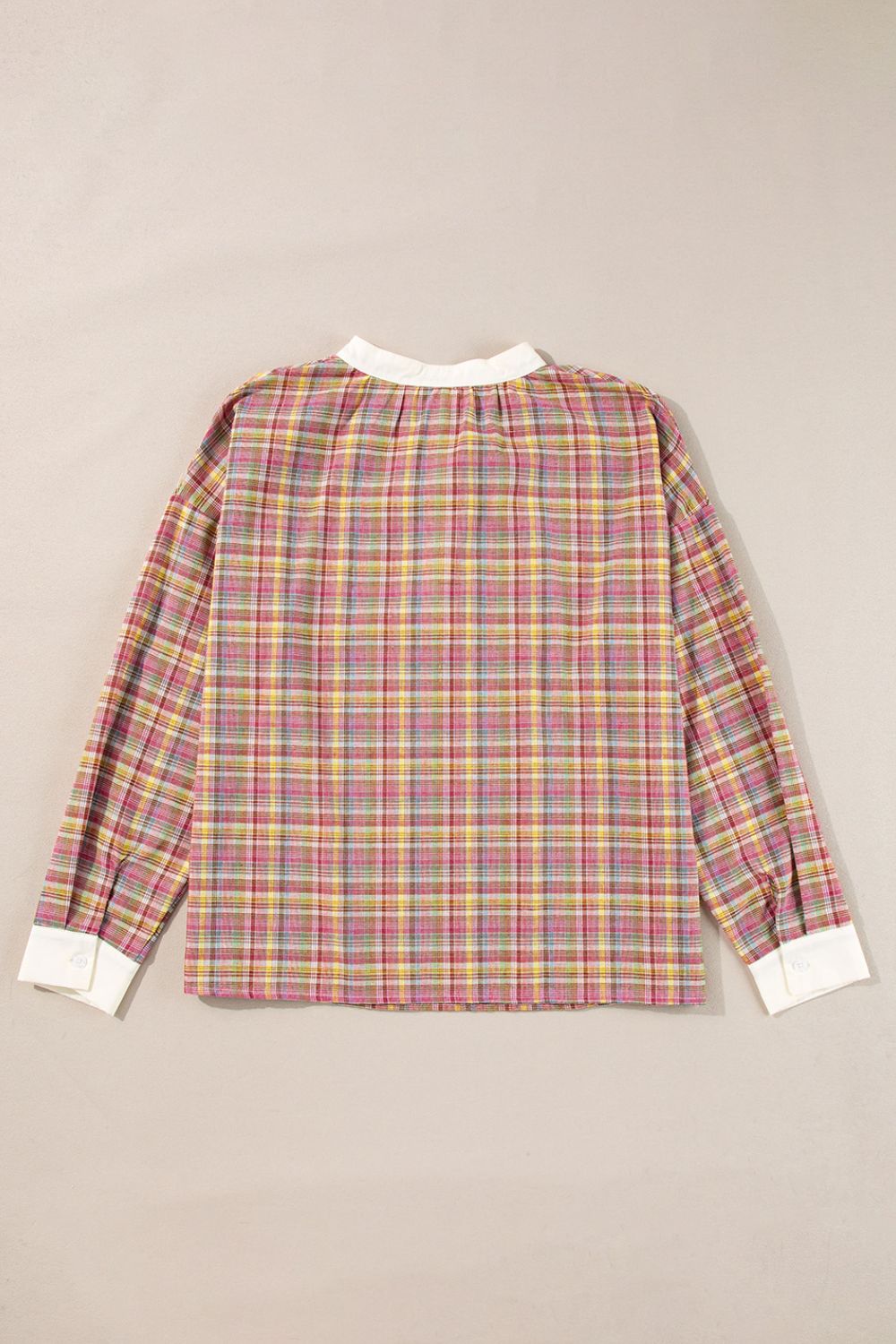 Mulit-Color Plaid Round Neck Long Sleeve Blouse - Classique Collection